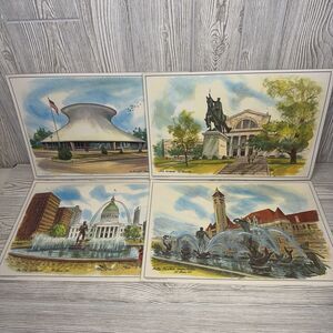 St Louis MO James McBride Laminated Placemats Set Of 4 Schnucks America 1974